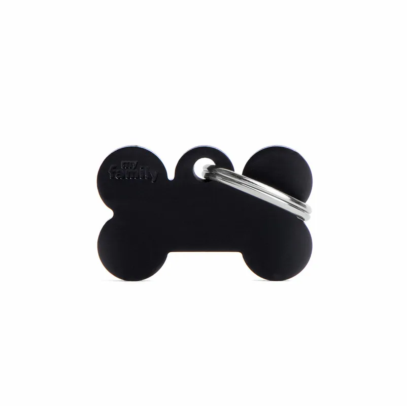 Top-Seller MY FAMILY Classic Small Bone Aluminum Tag schwarz Hundemarke